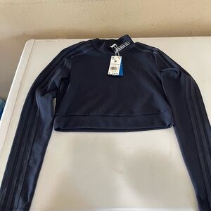 Adidas Women's Dark Blue Long Sleeve Crop Top